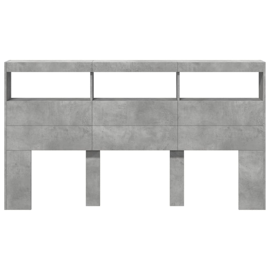 Hoofdbordkast met LED-verlichting 180x17x102 cm betongrijs
