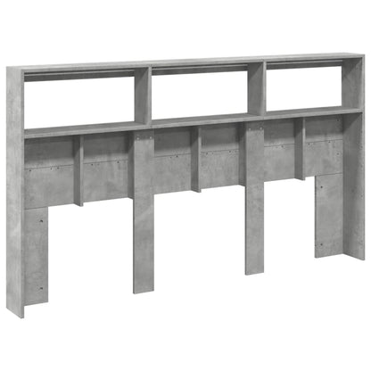 Hoofdbordkast met LED-verlichting 180x17x102 cm betongrijs