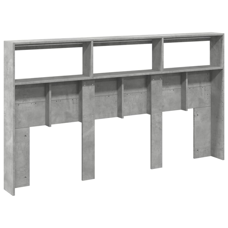 Hoofdbordkast met LED-verlichting 180x17x102 cm betongrijs
