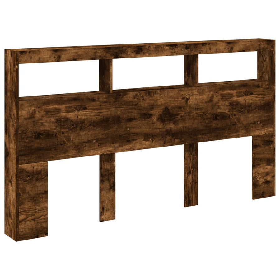 Hoofdbordkast met LED-verlichting 180x17x102 cm gerookt eiken
