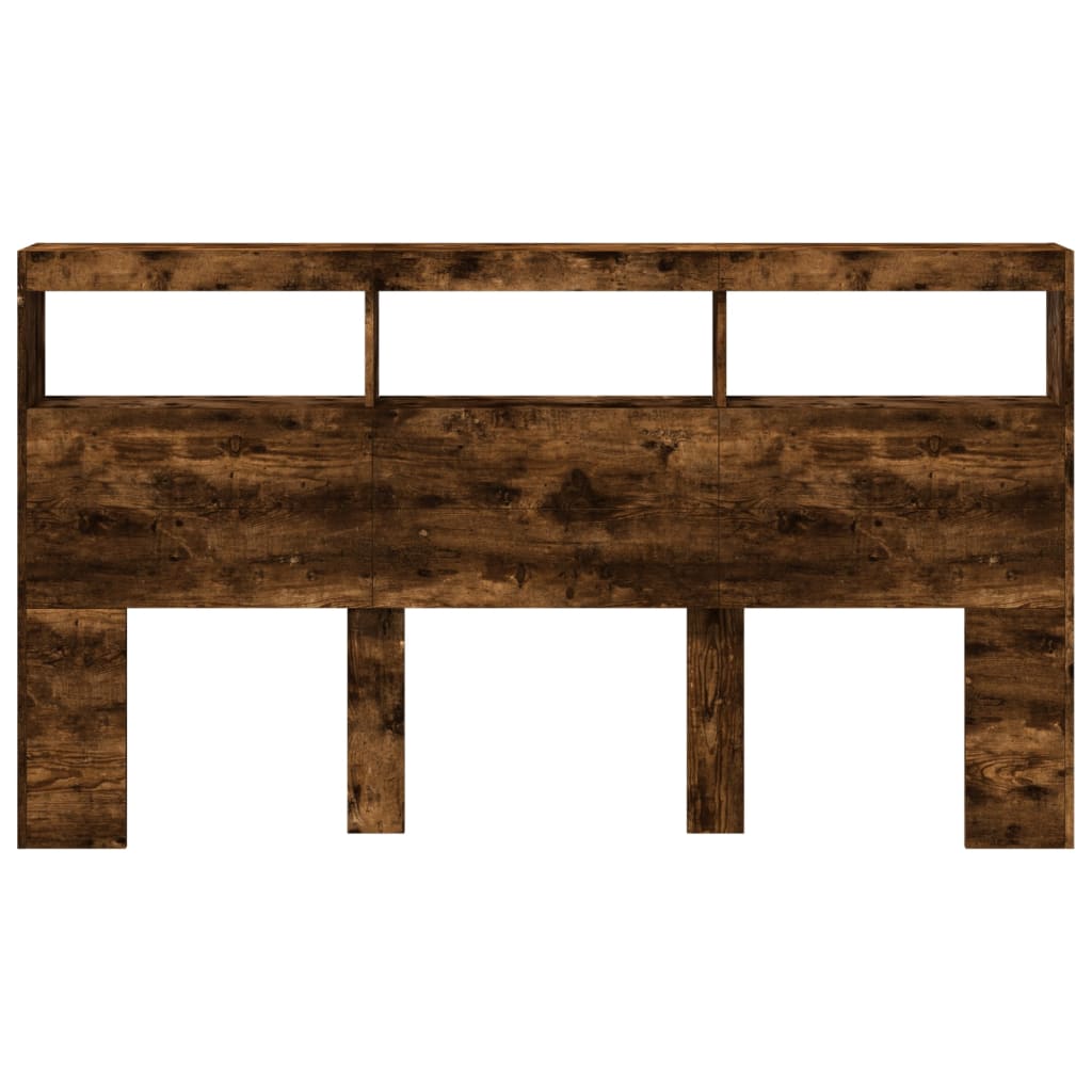 Hoofdbordkast met LED-verlichting 180x17x102 cm gerookt eiken