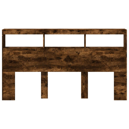 Hoofdbordkast met LED-verlichting 180x17x102 cm gerookt eiken