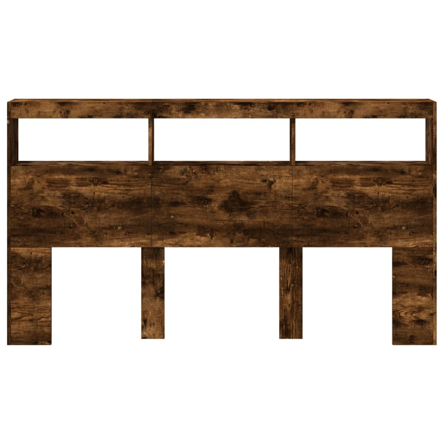 Hoofdbordkast met LED-verlichting 180x17x102 cm gerookt eiken