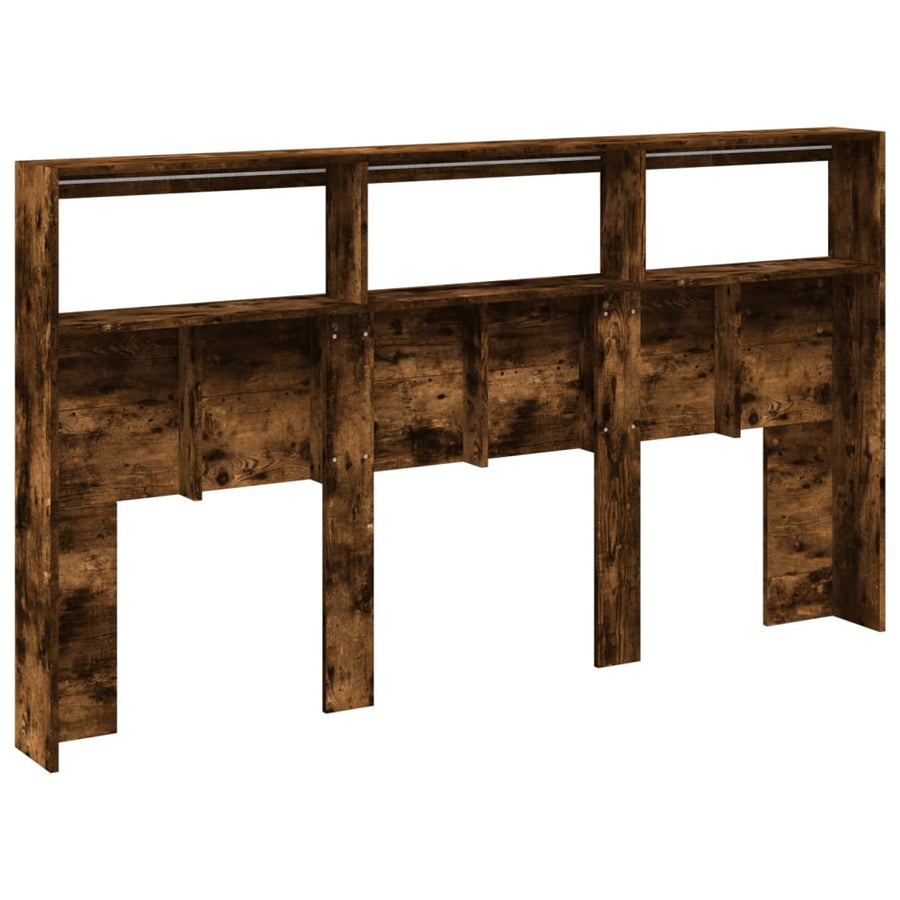 Hoofdbordkast met LED-verlichting 180x17x102 cm gerookt eiken