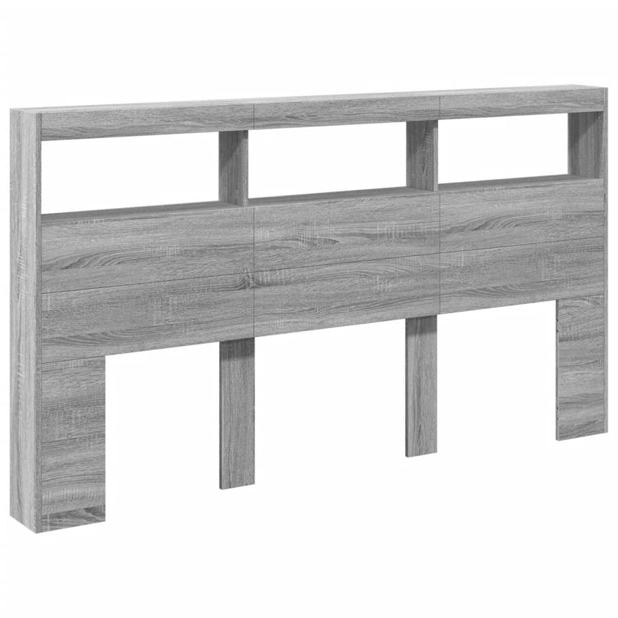 Hoofdbordkast met LED-verlichting 180x17x102 cm grijs sonoma