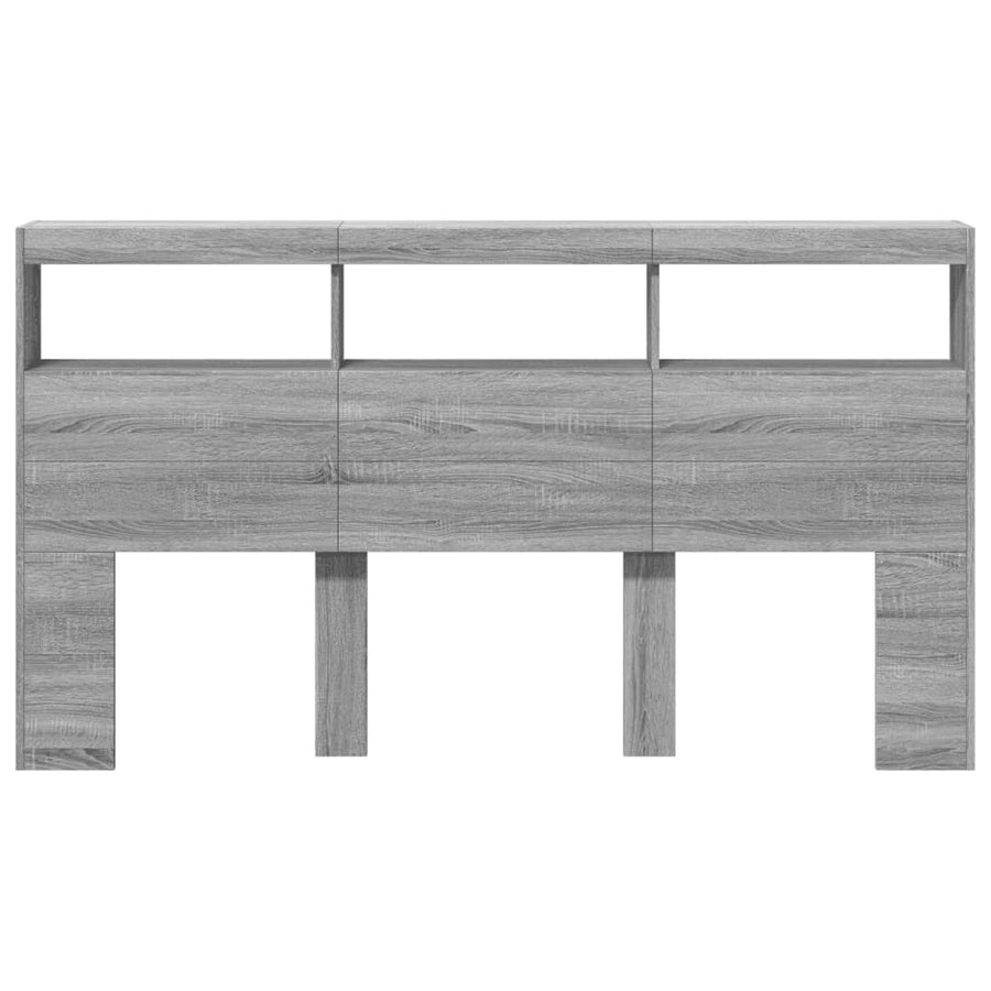 Hoofdbordkast met LED-verlichting 180x17x102 cm grijs sonoma