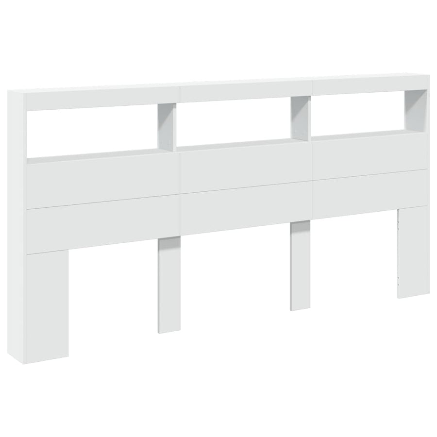 Hoofdbordkast met LED-verlichting 200x17x102 cm wit
