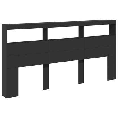 Hoofdbordkast met LED-verlichting 200x17x102 cm zwart