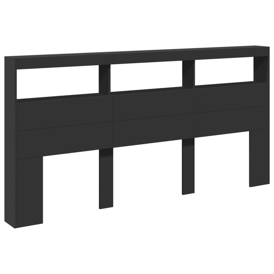 Hoofdbordkast met LED-verlichting 200x17x102 cm zwart