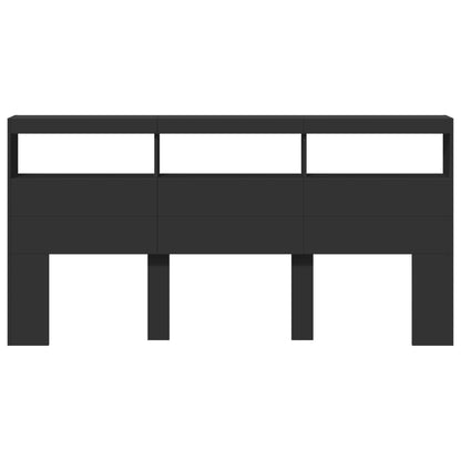 Hoofdbordkast met LED-verlichting 200x17x102 cm zwart