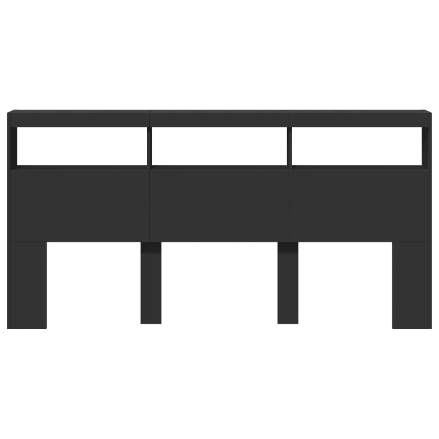 Hoofdbordkast met LED-verlichting 200x17x102 cm zwart