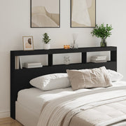Hoofdbordkast 200x17x102 cm zwart met LED