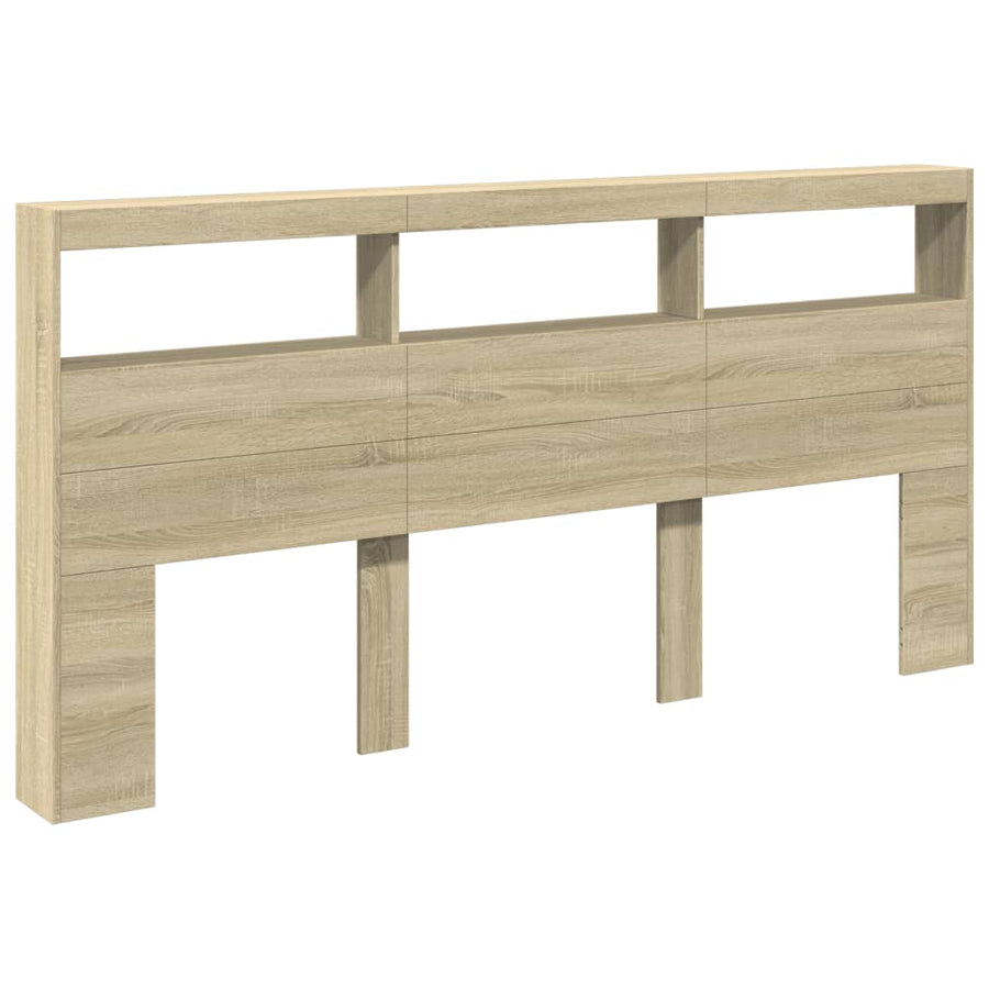 Hoofdbordkast met LED-verlichting 200x17x102 cm sonoma eiken