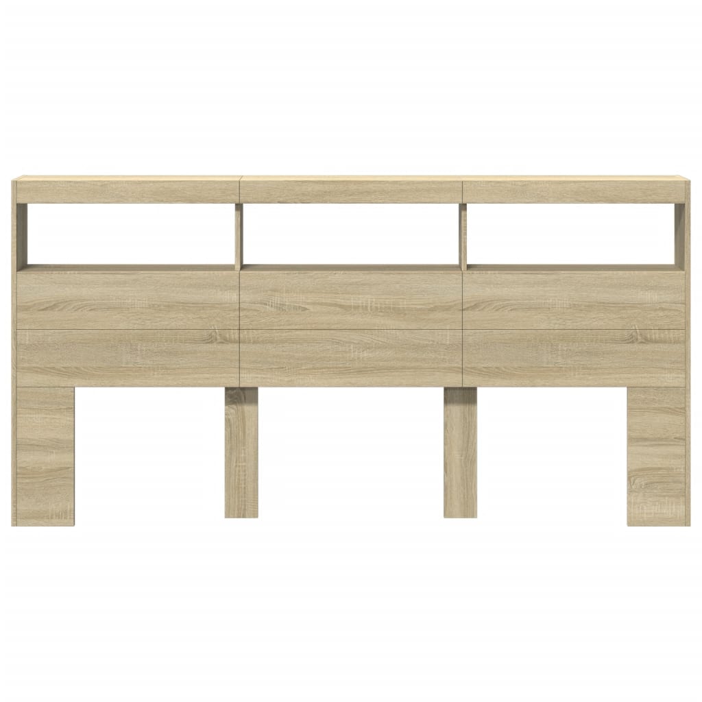 Hoofdbordkast met LED-verlichting 200x17x102 cm sonoma eiken