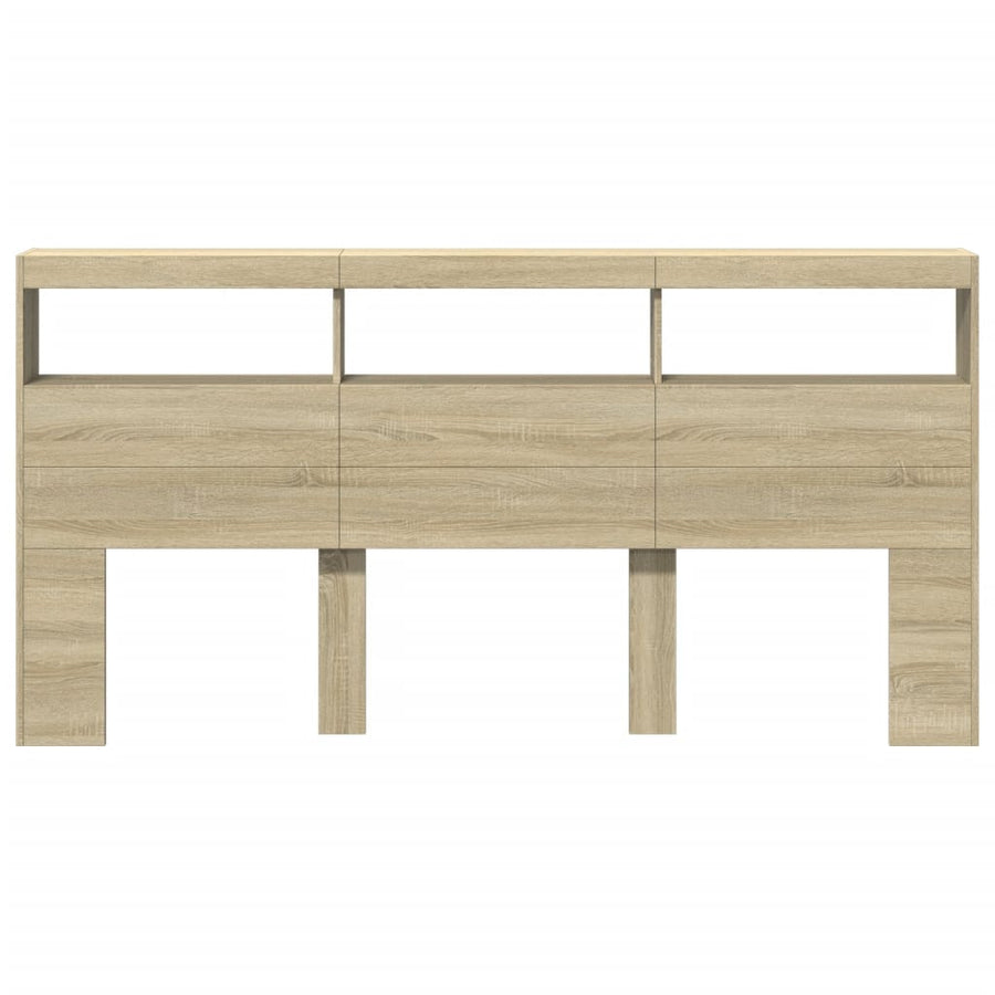 Hoofdbordkast met LED-verlichting 200x17x102 cm sonoma eiken