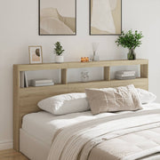 Hoofdbordkast 200x17x102 cm sonoma eiken met LED