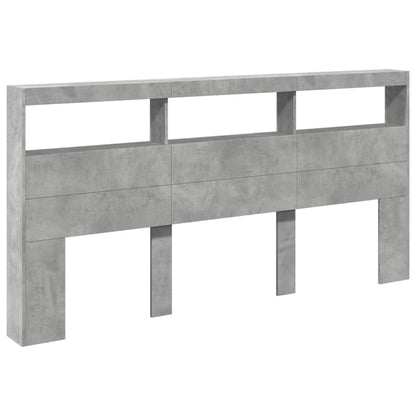 Hoofdbordkast met LED-verlichting 200x17x102 cm betongrijs