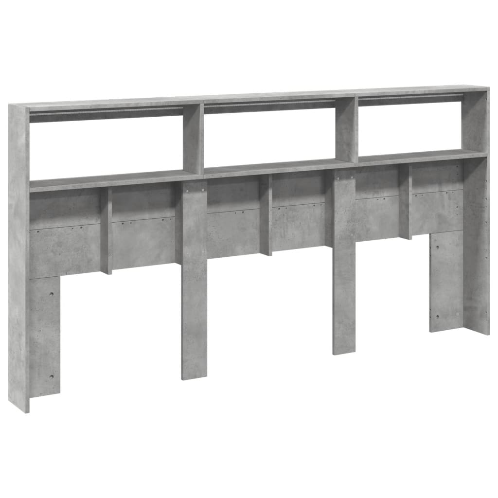 Hoofdbordkast met LED-verlichting 200x17x102 cm betongrijs