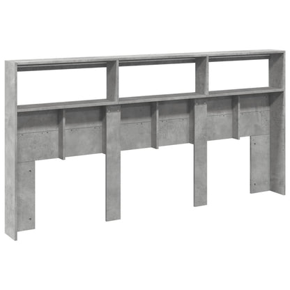 Hoofdbordkast met LED-verlichting 200x17x102 cm betongrijs