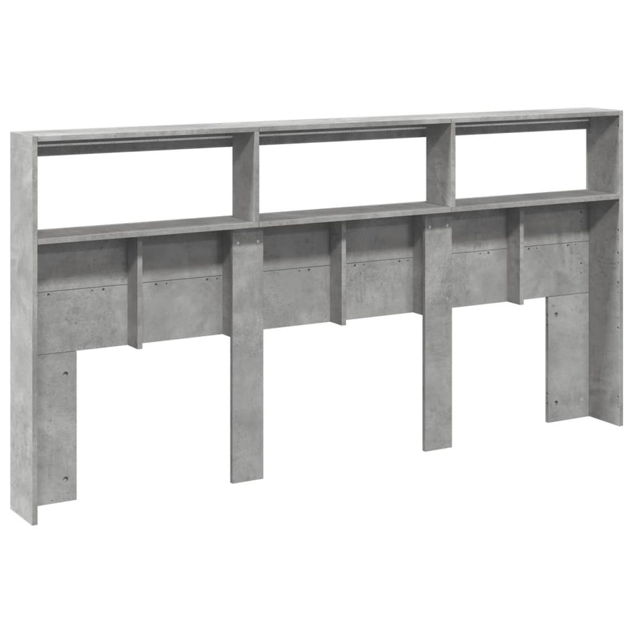 Hoofdbordkast met LED-verlichting 200x17x102 cm betongrijs