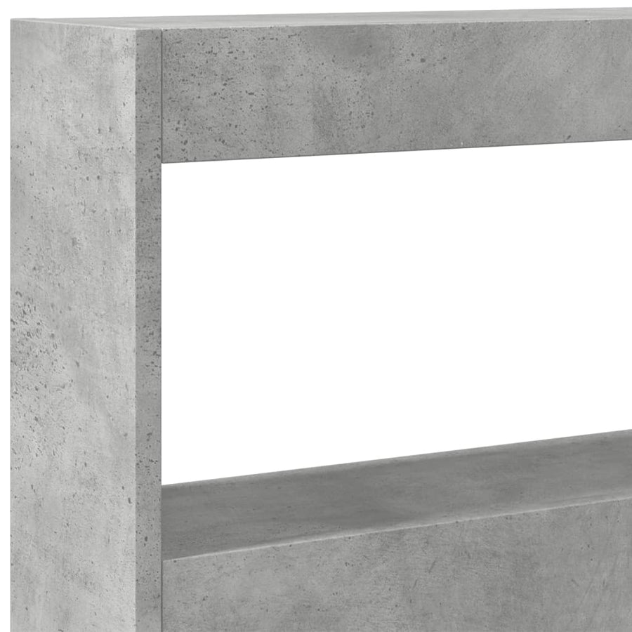 Hoofdbordkast met LED-verlichting 200x17x102 cm betongrijs