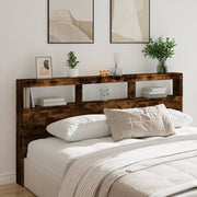 Hoofdbordkast 200x17x102 cm gerookt eiken met LED