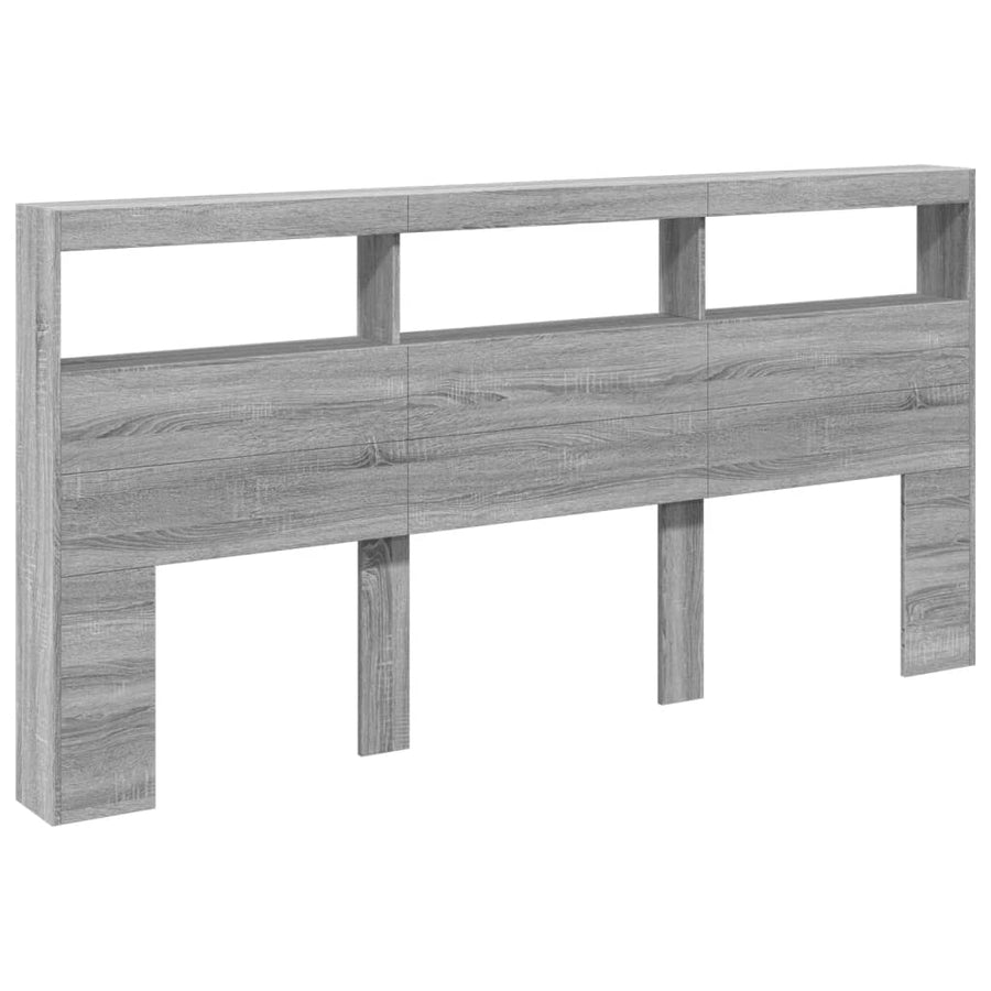 Hoofdbordkast met LED-verlichting 200x17x102 cm grijs sonoma