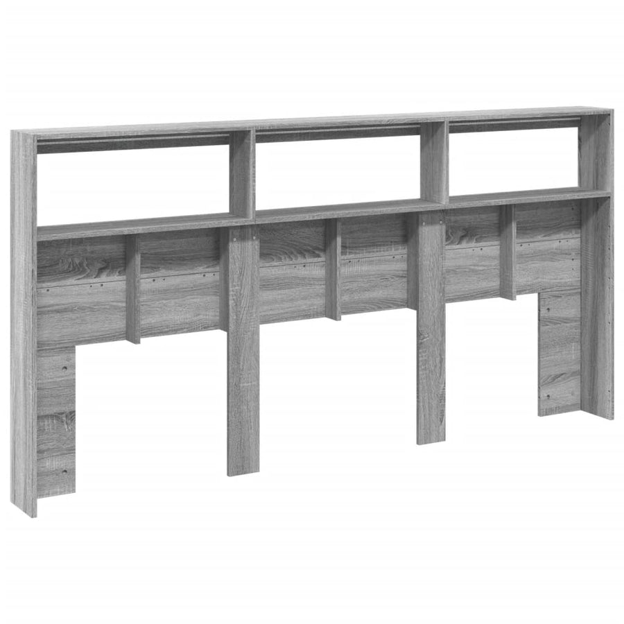 Hoofdbordkast met LED-verlichting 200x17x102 cm grijs sonoma
