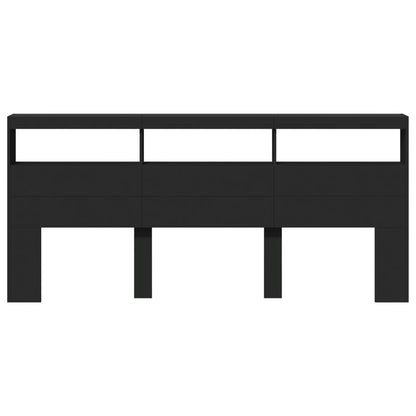 Hoofdbordkast met LED-verlichting 220x17x102 cm zwart