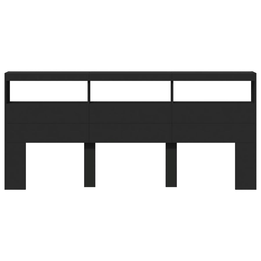 Hoofdbordkast met LED-verlichting 220x17x102 cm zwart