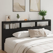 Hoofdbordkast 220x17x102 cm zwart met LED