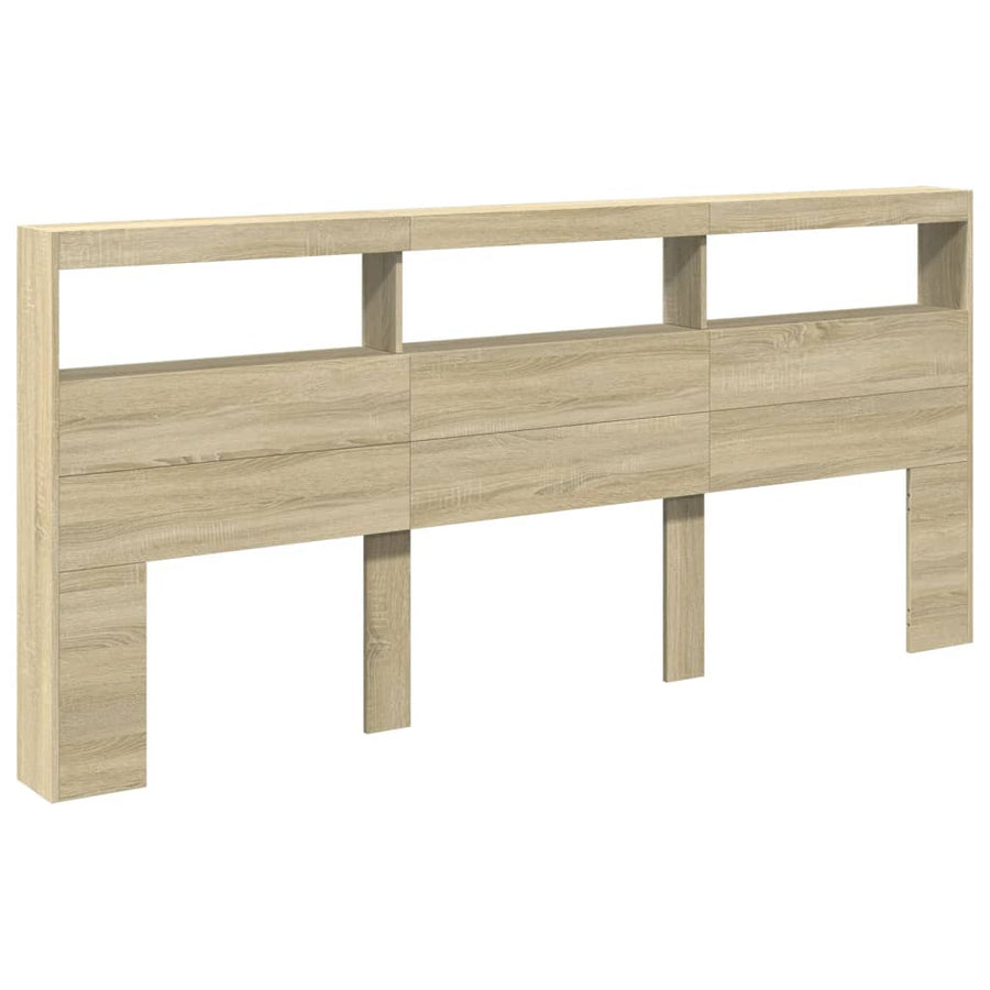 Hoofdbordkast met LED-verlichting 220x17x102 cm sonoma eiken