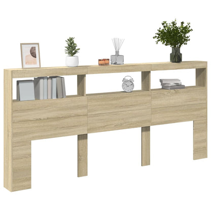 Hoofdbordkast met LED-verlichting 220x17x102 cm sonoma eiken