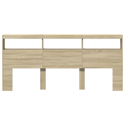 Hoofdbordkast met LED-verlichting 220x17x102 cm sonoma eiken