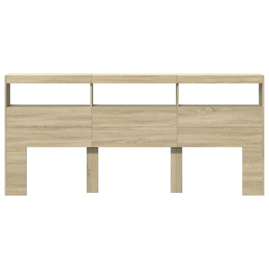 Hoofdbordkast met LED-verlichting 220x17x102 cm sonoma eiken
