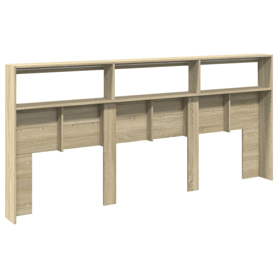 Hoofdbordkast met LED-verlichting 220x17x102 cm sonoma eiken