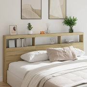 Hoofdbordkast 220x17x102 cm sonoma eiken met LED