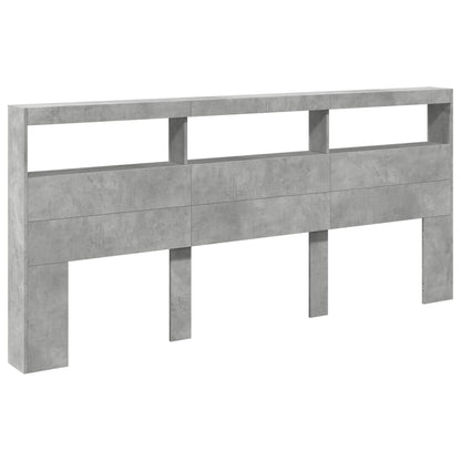 Hoofdbordkast met LED-verlichting 220x17x102 cm betongrijs