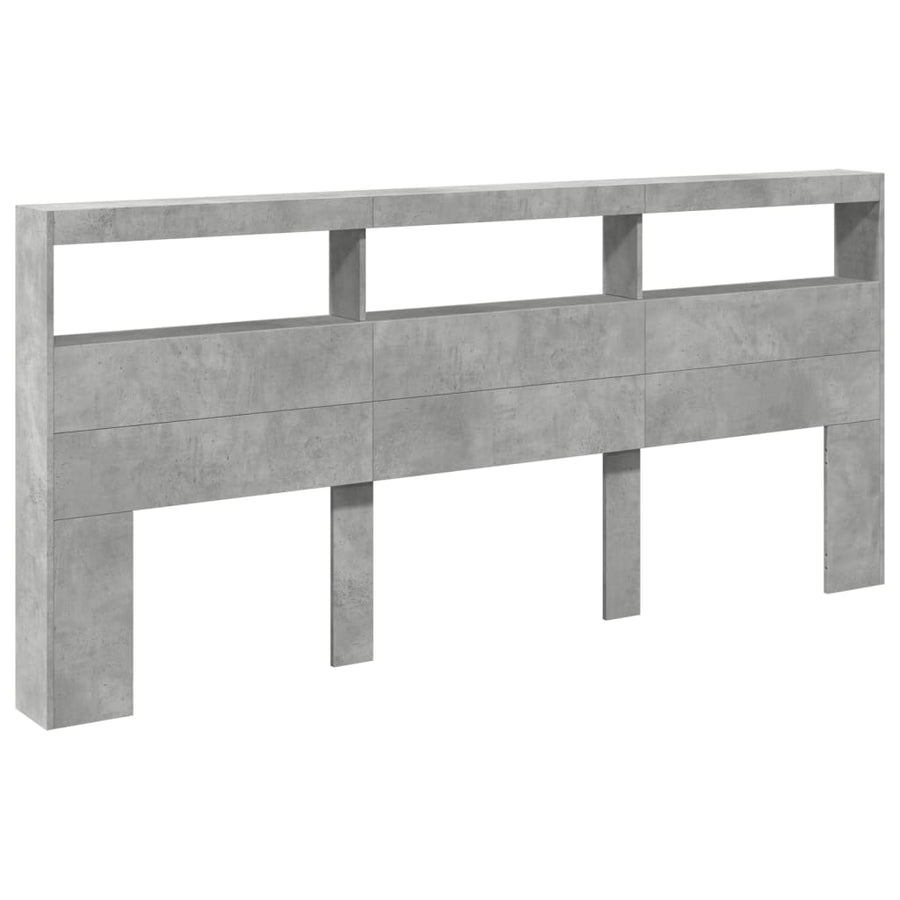 Hoofdbordkast met LED-verlichting 220x17x102 cm betongrijs