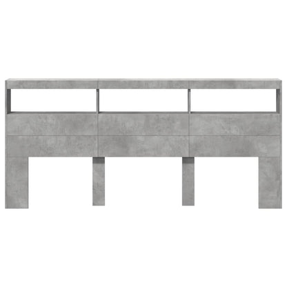 Hoofdbordkast met LED-verlichting 220x17x102 cm betongrijs