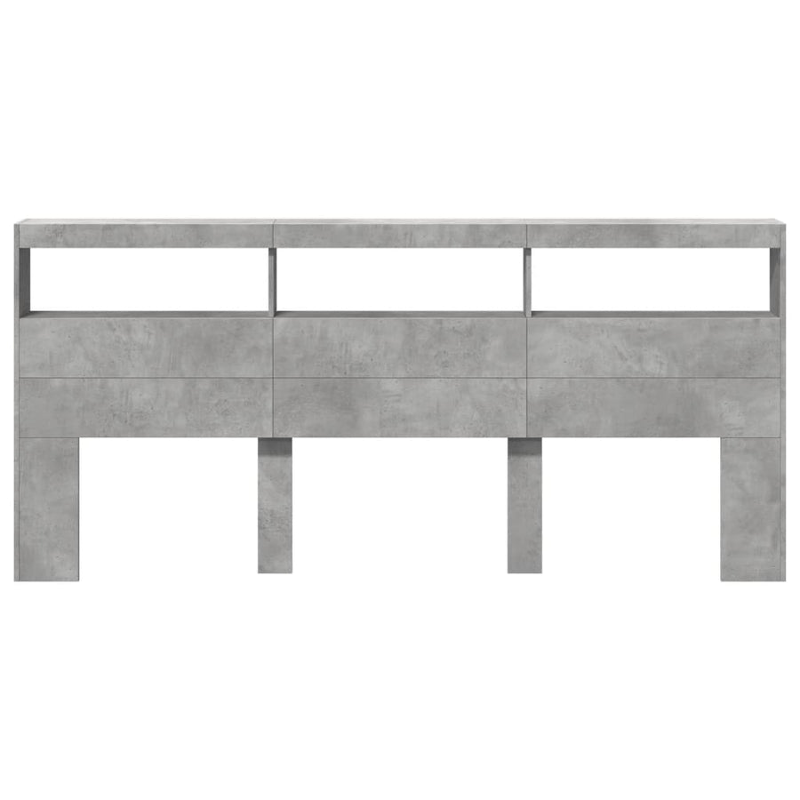 Hoofdbordkast met LED-verlichting 220x17x102 cm betongrijs