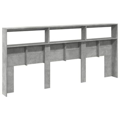 Hoofdbordkast met LED-verlichting 220x17x102 cm betongrijs