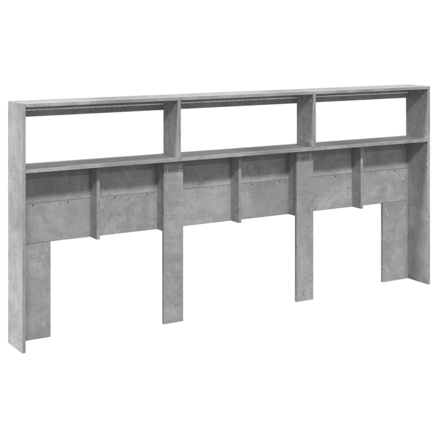 Hoofdbordkast met LED-verlichting 220x17x102 cm betongrijs