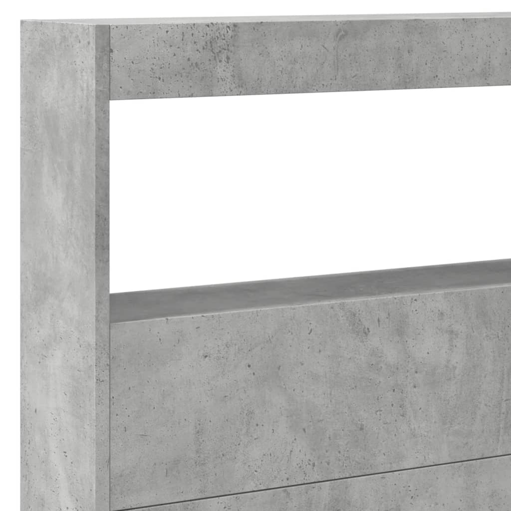 Hoofdbordkast met LED-verlichting 220x17x102 cm betongrijs