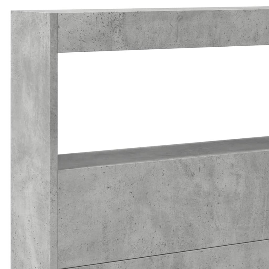 Hoofdbordkast met LED-verlichting 220x17x102 cm betongrijs