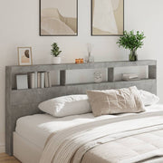 Hoofdbordkast 220x17x102 cm betongrijs met LED
