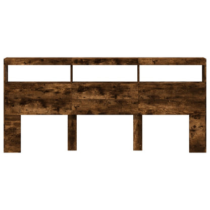 Hoofdbordkast met LED-verlichting 220x17x102 cm gerookt eiken