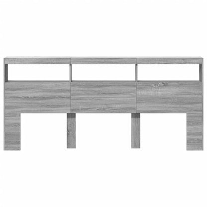 Hoofdbordkast met LED-verlichting 220x17x102 cm grijs sonoma