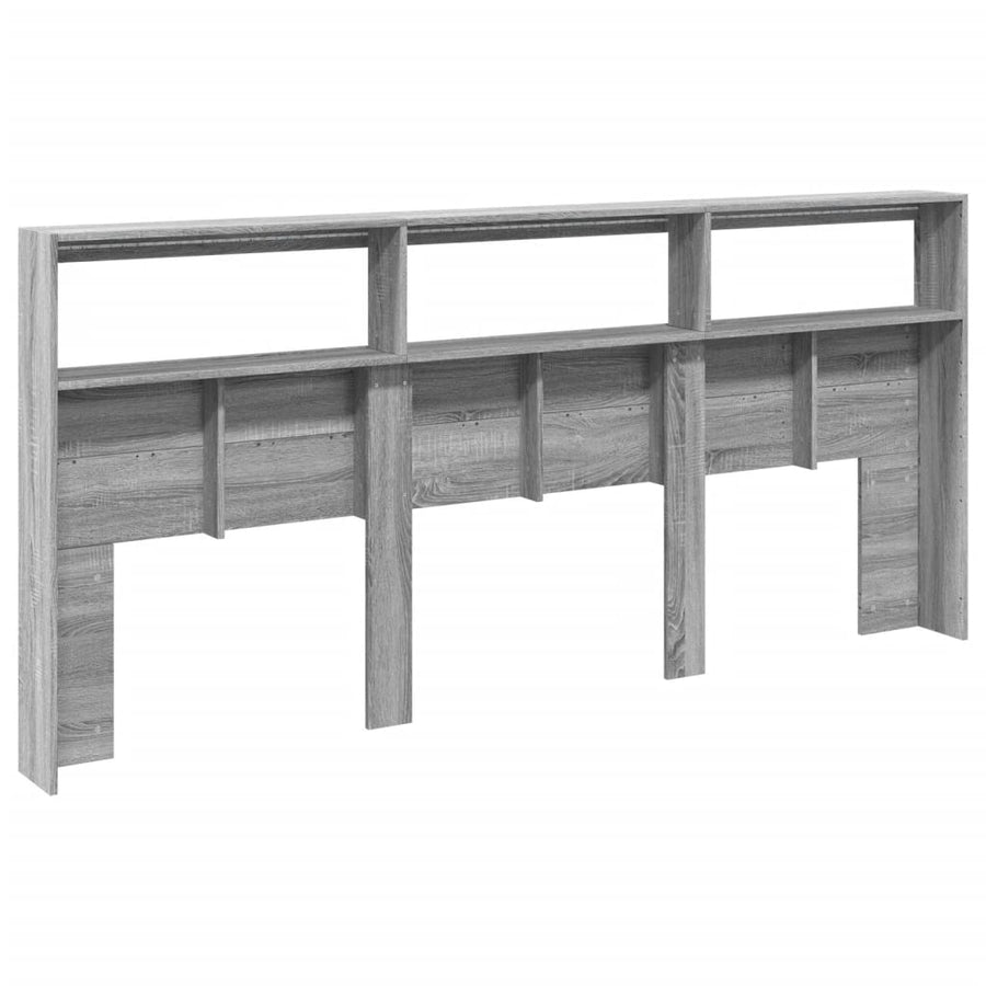 Hoofdbordkast met LED-verlichting 220x17x102 cm grijs sonoma