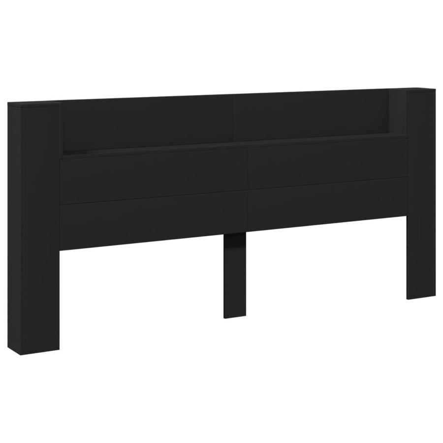 Hoofdbordkast met LED-verlichting 220x16,5x103,5 cm zwart